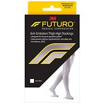 FUTURO Anti-Embolism Stockings, Thigh Length, Closed Toe, White, Medium/Short