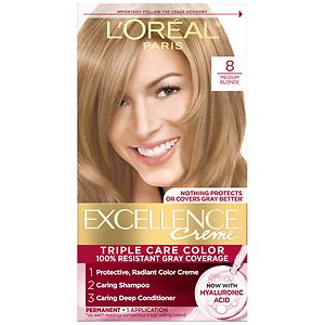 L'Oreal Excellence Creme Haircolor, Medium Blonde 8