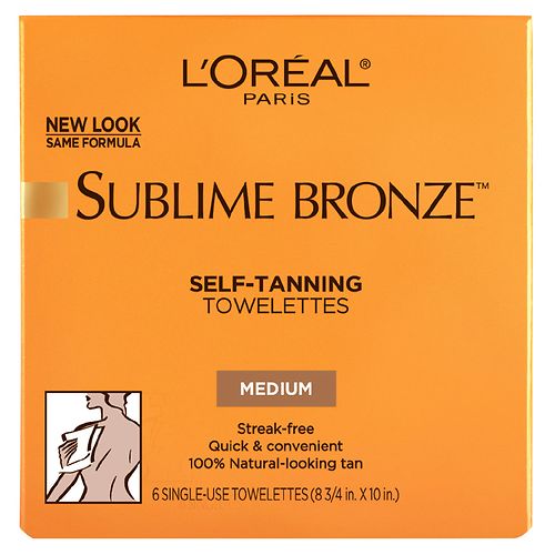 L'Oreal Sublime Bronze Self-Tanning, Towelettes, Medium - 6 ea