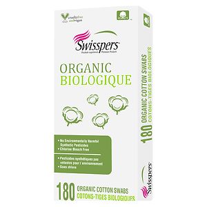Swisspers Organic Biodegradable Cotton Swabs, 180 ea
