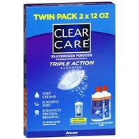 Clear Care Triple Action Cleaning 3% Hydrogen Peroxide Cleaning & Disinfecting Solution, 1 Twin Pack