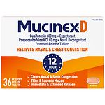 MucinexD Expectorant and Nasal Decongestant, 600mg, Extended-Release Bi-Layer Tablets