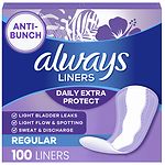 Always Xtra Protection Daily Liners, Double Pack , Unscented, Regular, 100 ea