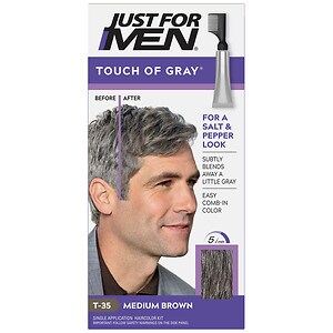 Just For Men Touch of Gray Gray Hair Treatment, Medium Brown - Gray T35&nbsp;