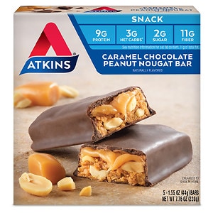 Atkins Advantage Snack Bars, 5 pk, Caramel Chocolate Peanut Nougat- 1.6 oz