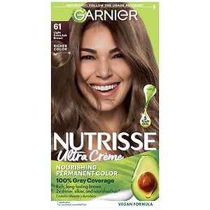 Garnier Nutrisse Level 3 Permanent Creme Haircolor, Light Ash Brown 61 (Mochaccino)&nbsp;