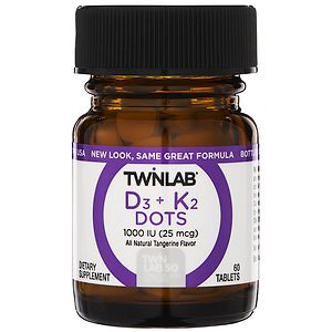 UPC 027434031622 product image for Twinlab Vitamin D3 1000 IU + K2 Dots, 60 ea | upcitemdb.com