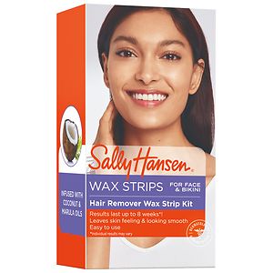 Sally Hansen Hair Remover Wax Strip Kit For Face, Eyebrows & Bikini Area, 1 box