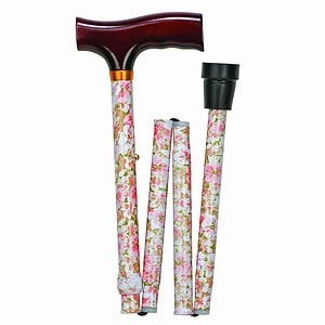 Mabis Designer Folding Adjustable Cane, Beige Floral
