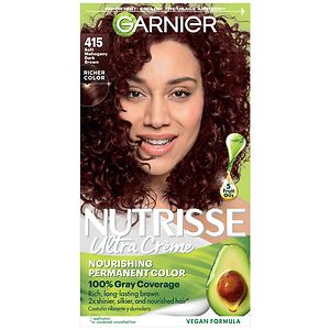 Garnier Nutrisse Nourishing Color Creme with Fruit Oil Concentrate, Soft Mahogany Dark Brown 415