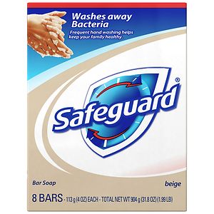 Safeguard Antibacterial Bar Soap, Beige, 8 ea