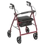 Drive Medical Aluminum Rollator Fold Up, Removable Back Support, Pad Seat, 8 by 