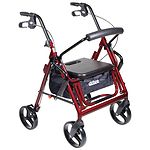 Drive Medical Duet Transport Wheelchair Chair Rollator Walker, Burgundy by 