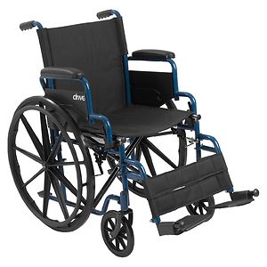 Drive Medical Blue Streak Wheelchair Flip Back Detachable Desk Arms Swing-away Foot Rest