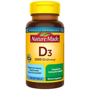 Nature Made Vitamin D3 1000 IU, Liquid Softgels- 100 ea
