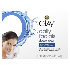 Olay 2-in-1 Daily Facial Cloths, Combination/Oily, 33 ea