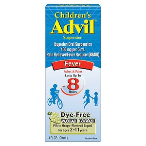 Children's Advil Ibuprofen Fever Reducer/Pain Reliever Oral Suspension, Dye-Free, White Grape