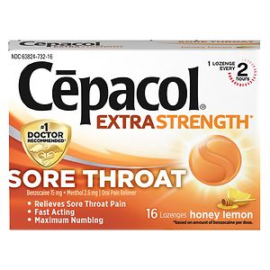 Cepacol Sore Throat Oral Pain Reliever Lozenges, Honey Lemon- 16 ea