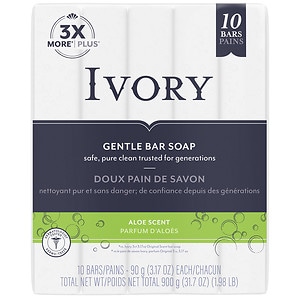 UPC 037000218494 product image for Ivory Bar Soap, Aloe, Personal Size, 10 ea | upcitemdb.com