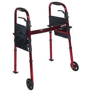 Drive Medical Portable Folding Travel Walker with Wheels & Fold up Legs