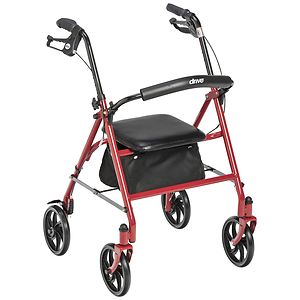 Drive Medical Four Wheel Rollator with Fold Up Removable Back Support, 1 ea