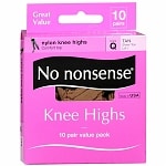 No Nonsense Comfort Top Sheer Toe Knee Highs, Size Q, Tan