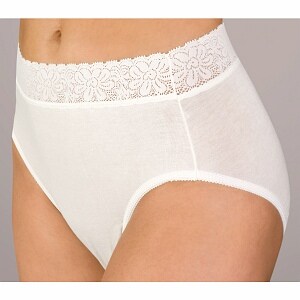 Wearever Women's Lace Trim Cotton Incontinence Panty, XXXL, White