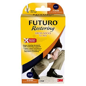 UPC 051131201187 product image for FUTURO Restoring Men's Firm Over the Calf Dress Socks Navy, Large, 1 oz | upcitemdb.com