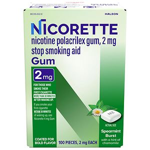 Nicorette Nicotine Gum, 2 mg, Spearmint Burst with a hint of Chamomile