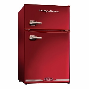 Nostalgia Electrics RRF325HNRED Retro Series 3.1-Cubic Foot Compact Refrigerator Freezer, Red, 1 ea