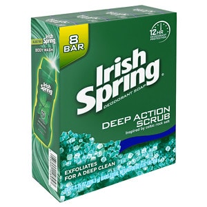Irish Spring Deodorant Soap - Bars Deep Action Scrub with Scrubbing Beads- 3.75 oz