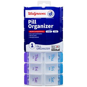 Walgreens 7-Day Pill Organizer with AMPM Compartments, Large, 1 ea