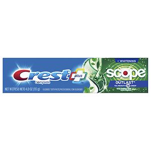 Crest Complete Multi-Benefit Whitening + Scope Outlast Toothpaste, Lasting Mint- 4 oz