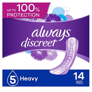 pads incontinence always discreet upc absorbency regular maximum length walgreens liners drugstore ea