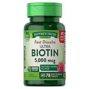 Nature's Truth Ultra Biotin 5,000mcg, Fast Dissolve Tabs, Berry- 78 ea