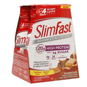 SlimFast Advanced Nutrition High Protein Meal Replacement Shake, Caramel Latte, 4 pk, 11 oz