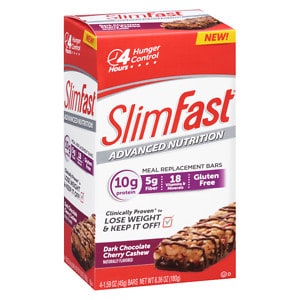 SlimFast Advanced Nutrition 10g Protein Meal Replacement Bar, Dark Chocolate Cherry Cashew, 4 pk, 1.59 oz