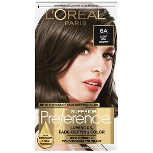 L'Oreal Superior Preference Fade Defying Color & Shine System, Permanent, Light Ash Brown 6A