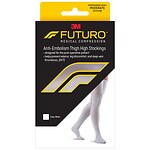 FUTURO Anti-Embolism Stockings, Thigh Length, Closed Toe, White, Large/Regular