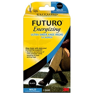 FUTURO Energizing Sheer Knee Highs for Women Mild Medium Black