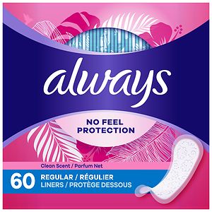 Always Thin Active Dailies Wrapped Liners, Regular, Fresh Scent, 60 ea