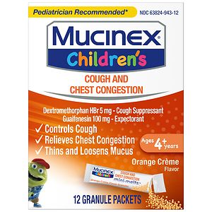 cough expectorant and suppressant, mini-melts, orange creme on