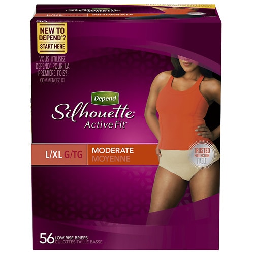 Depend Silhouette Incontinence Briefs for Women, Maximum Absorbency Large/Extra Large Soft Peach